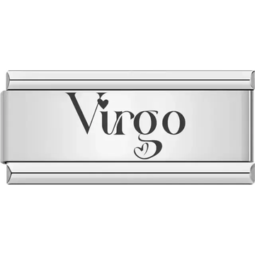 "Virgo" text with heart accents Italian charm bracelet link