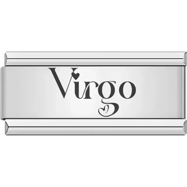"Virgo" text with heart accents Italian charm bracelet link