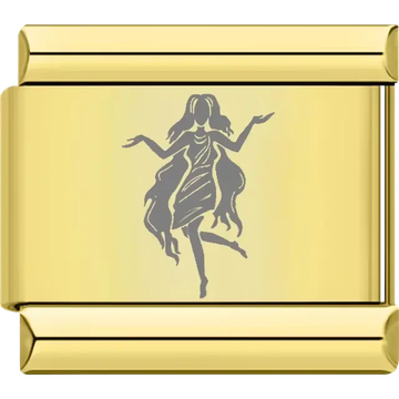 Gold Virgo zodiac symbol with maiden Italian charm bracelet link