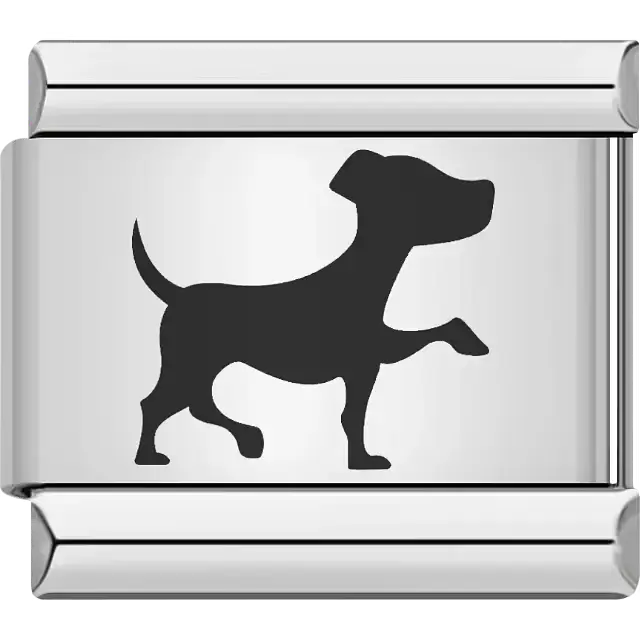 Silhouette of a walking puppy with its tail raised Italian charm bracelet link