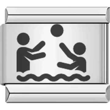 Black silhouettes of two players with a ball in water Italian charm bracelet link