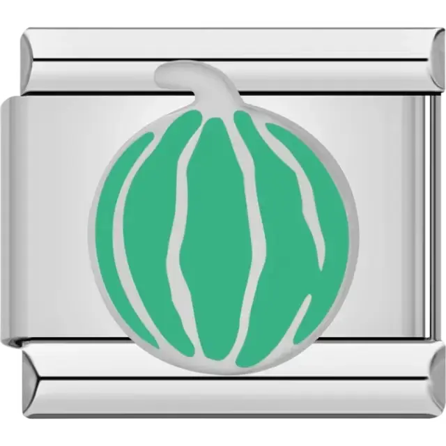 Green watermelon with white stripes Italian charm bracelet link