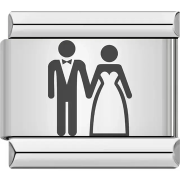 Black wedding couple holding hands Italian charm bracelet link