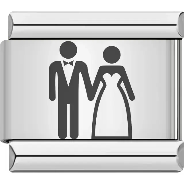 Black wedding couple holding hands Italian charm bracelet link