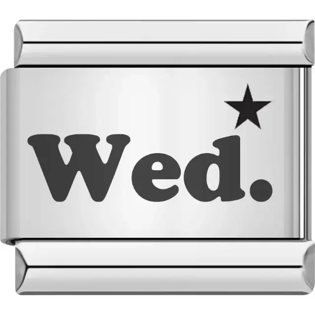 Black "Wed" text with a black star symbol Italian charm bracelet link
