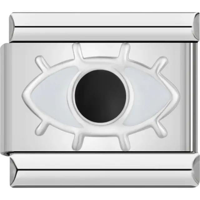 White and black eye Italian charm bracelet link