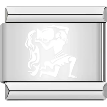 White Aquarius symbol with water bearer Italian charm bracelet link