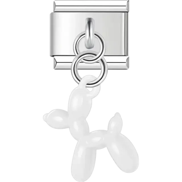White balloon dog Italian charm bracelet link