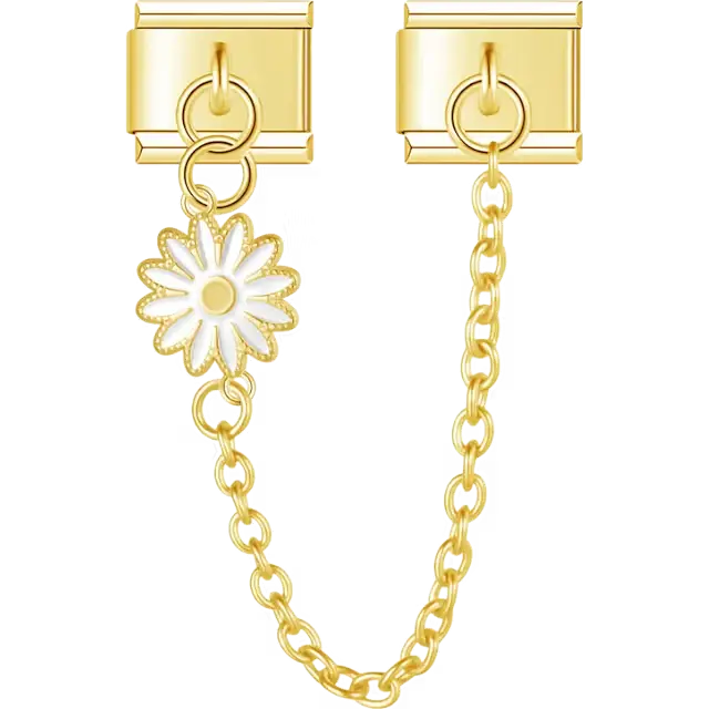 White daisy safety chain Italian charm bracelet link