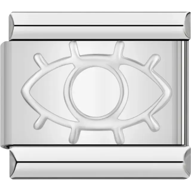 White eye Italian charm bracelet link