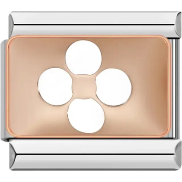 White flower on rose gold Italian charm bracelet link