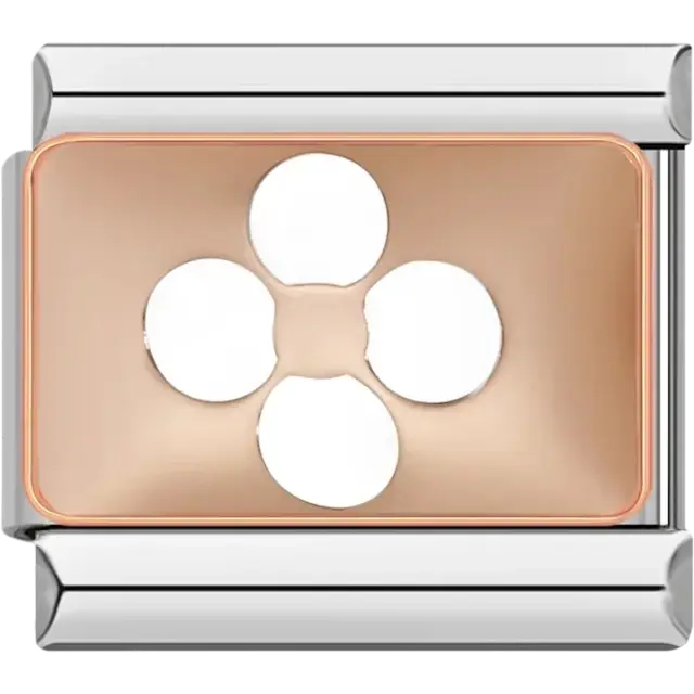 White flower on rose gold Italian charm bracelet link