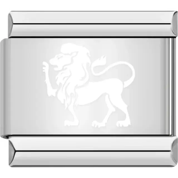 White Leo symbol with lion in profile Italian charm bracelet link