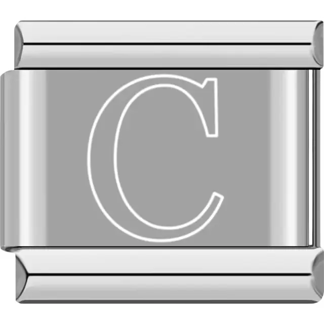 White outlined letter "C" Italian charm bracelet link