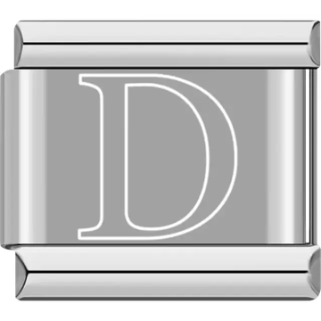 White outlined letter "D" Italian charm bracelet link