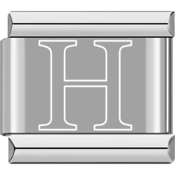 White outlined letter "H" Italian charm bracelet link