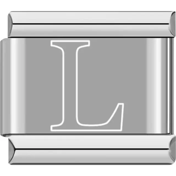 White outlined letter "L" Italian charm bracelet link