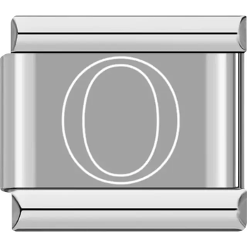 White outlined letter "O" Italian charm bracelet link