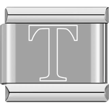 White outlined letter "T" Italian charm bracelet link