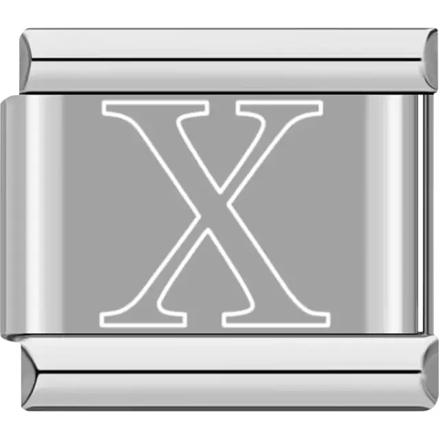 White outlined letter "X" Italian charm bracelet link