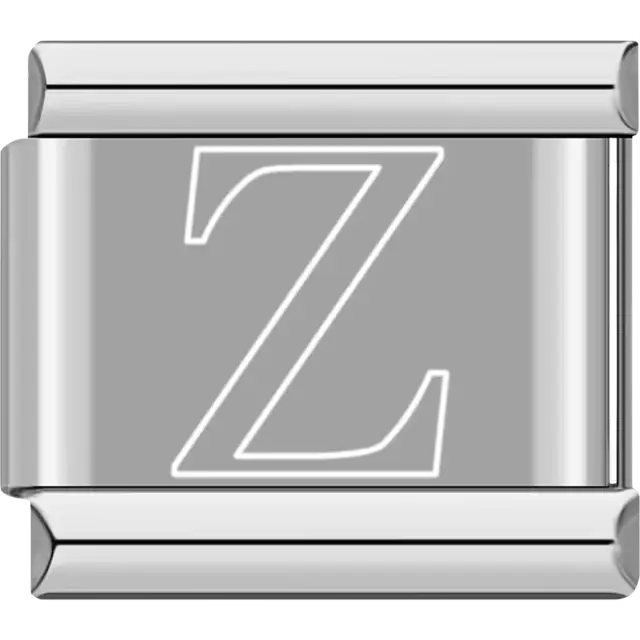 White outlined letter "Z" Italian charm bracelet link