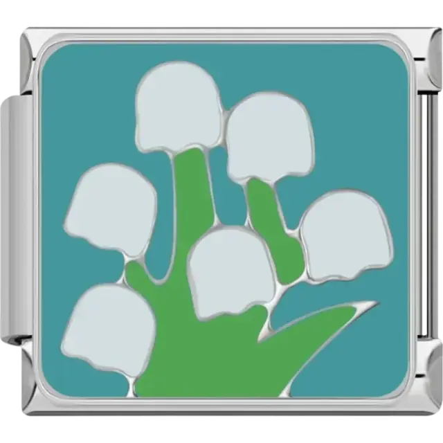 White mushrooms with green stems Italian charm bracelet link