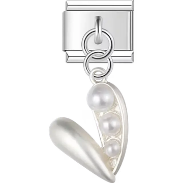 White figure with pearl accents dangle Italian charm bracelet link