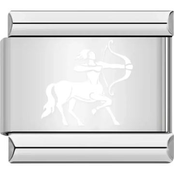White Sagittarius symbol with centaur archer holding a bow Italian charm bracelet link