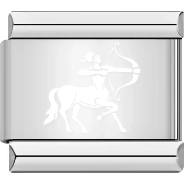 White Sagittarius symbol with centaur archer holding a bow Italian charm bracelet link