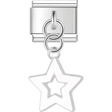 White star pendant Italian charm bracelet link