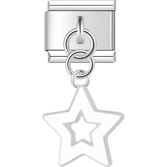 White star pendant Italian charm bracelet link
