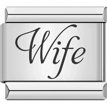 "Wife" script text Italian charm bracelet link