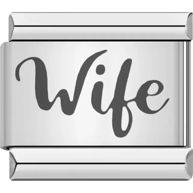 "Wife" in black lettering Italian charm bracelet link