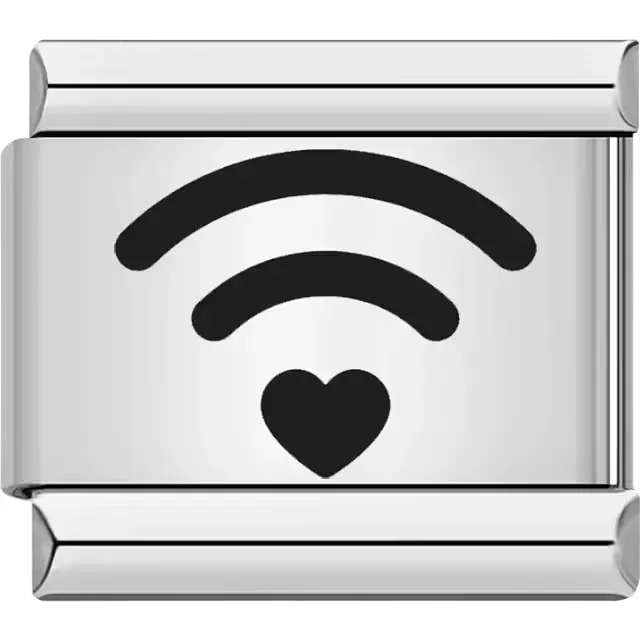 WiFi signal heart symbol Italian charm bracelet link