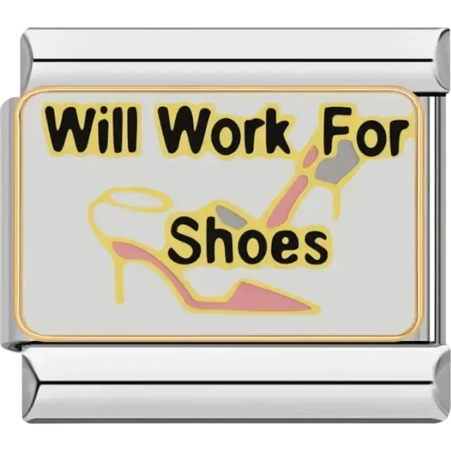 Will work for shoes text with high heel design Italian charm bracelet link