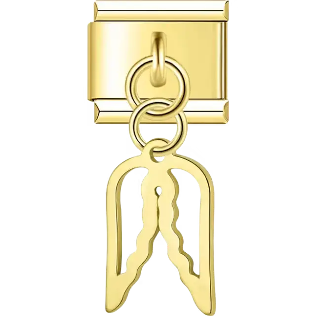 Wishbone cutout dangle Italian charm bracelet link