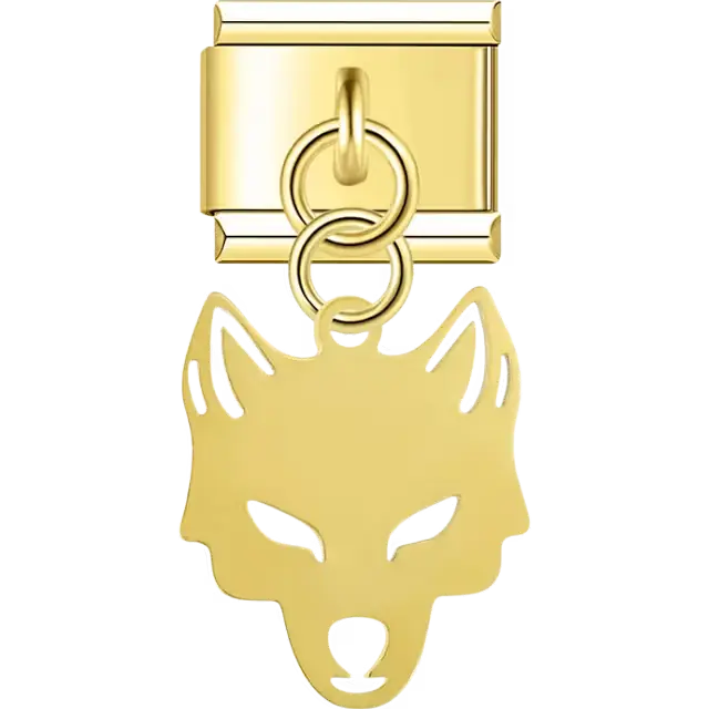 Wolf face outline dangle Italian charm bracelet link