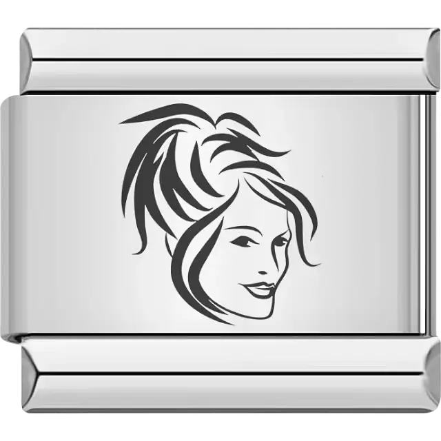 Woman face with updo hairstyle Italian charm bracelet link