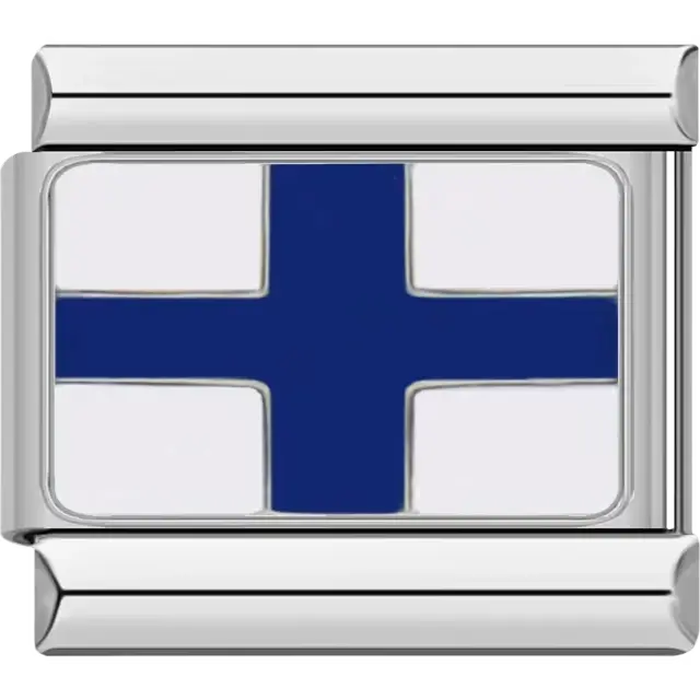 White flag with a blue cross, representing the X-ray maritime flag, meaning "Stop carrying out your intentions and watch for my signals" Italian charm bracelet link