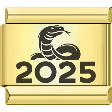 Gold Chinese zodiac snake "2025" Italian charm bracelet link