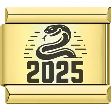 Gold Chinese zodiac snake "2025" Italian charm bracelet link