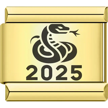 Gold Chinese zodiac snake "2025" Italian charm bracelet link