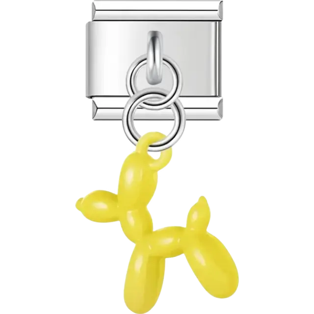 Yellow balloon dog Italian charm bracelet link