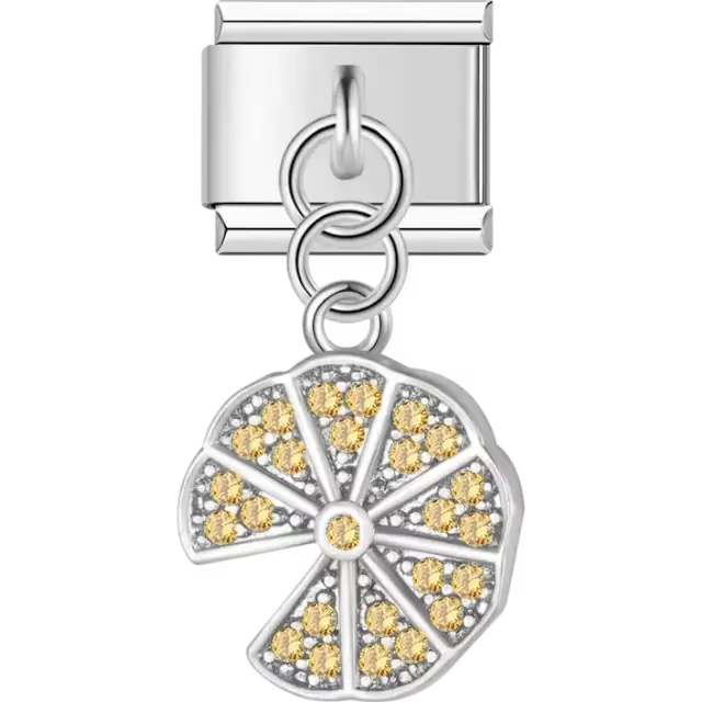 Dangle with yellow crystals Italian charm bracelet link