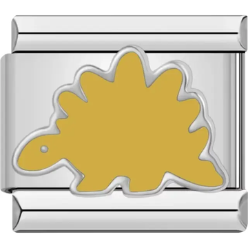 Yellow stegosaurus dinosaur silhouette design Italian charm bracelet link