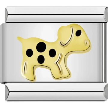 Yellow dog with black spots Italian charm bracelet link