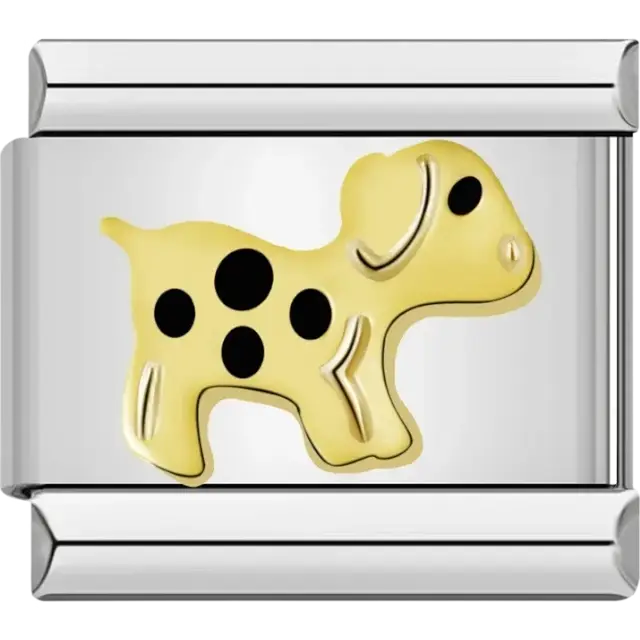 Yellow dog with black spots Italian charm bracelet link