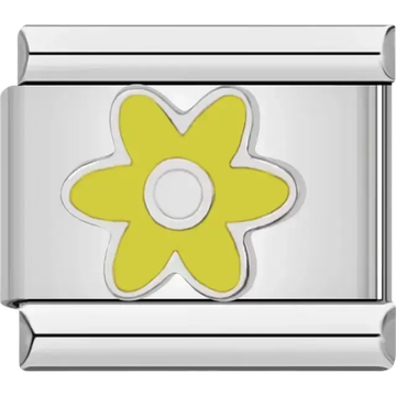 Yellow flower with a white center Italian charm bracelet link