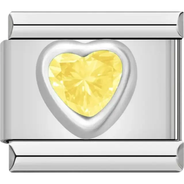 Yellow heart gemstone Italian charm bracelet link