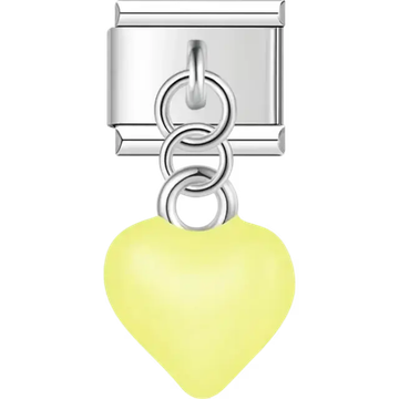 Yellow heart-shaped dangle Italian charm bracelet link
